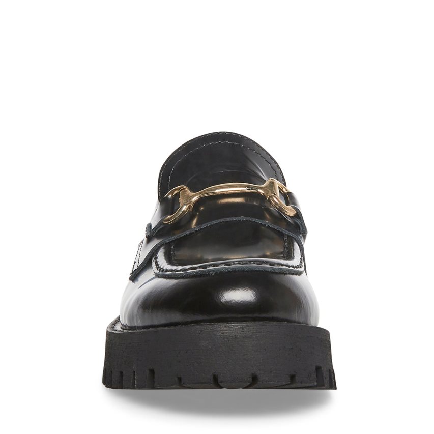 Black Steve Madden Lando Leather Women's Platform Shoes | PH 1309ELD